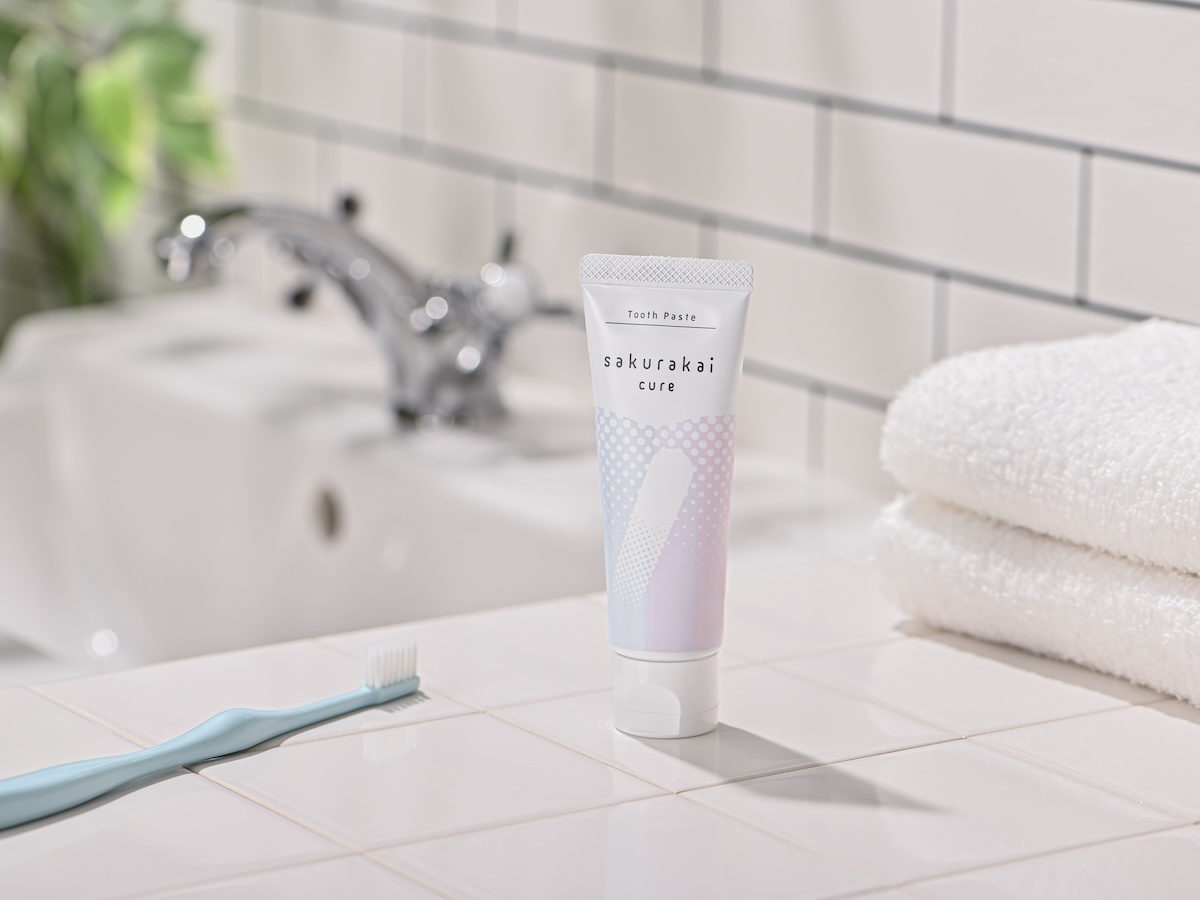 歯磨き粉の洗面台撮影