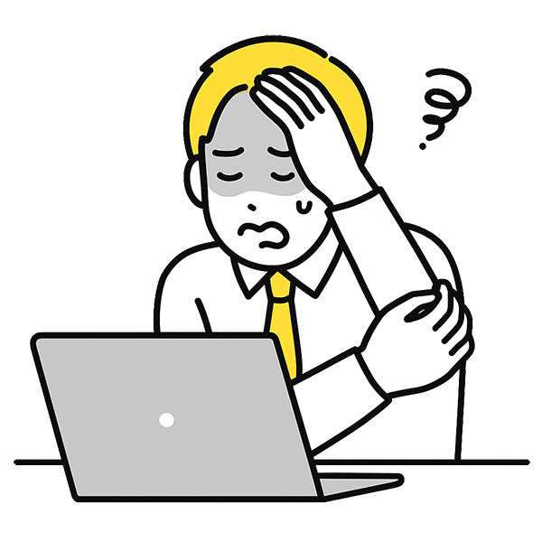 構成設計に悩む様子を表現したイラスト